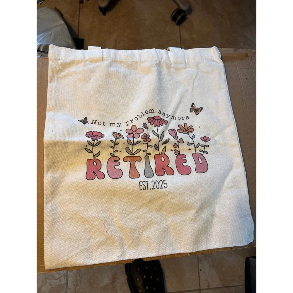 Retirement Gifts for 2026, Retirement Canvas Tote Bag with Handles, Retired G...